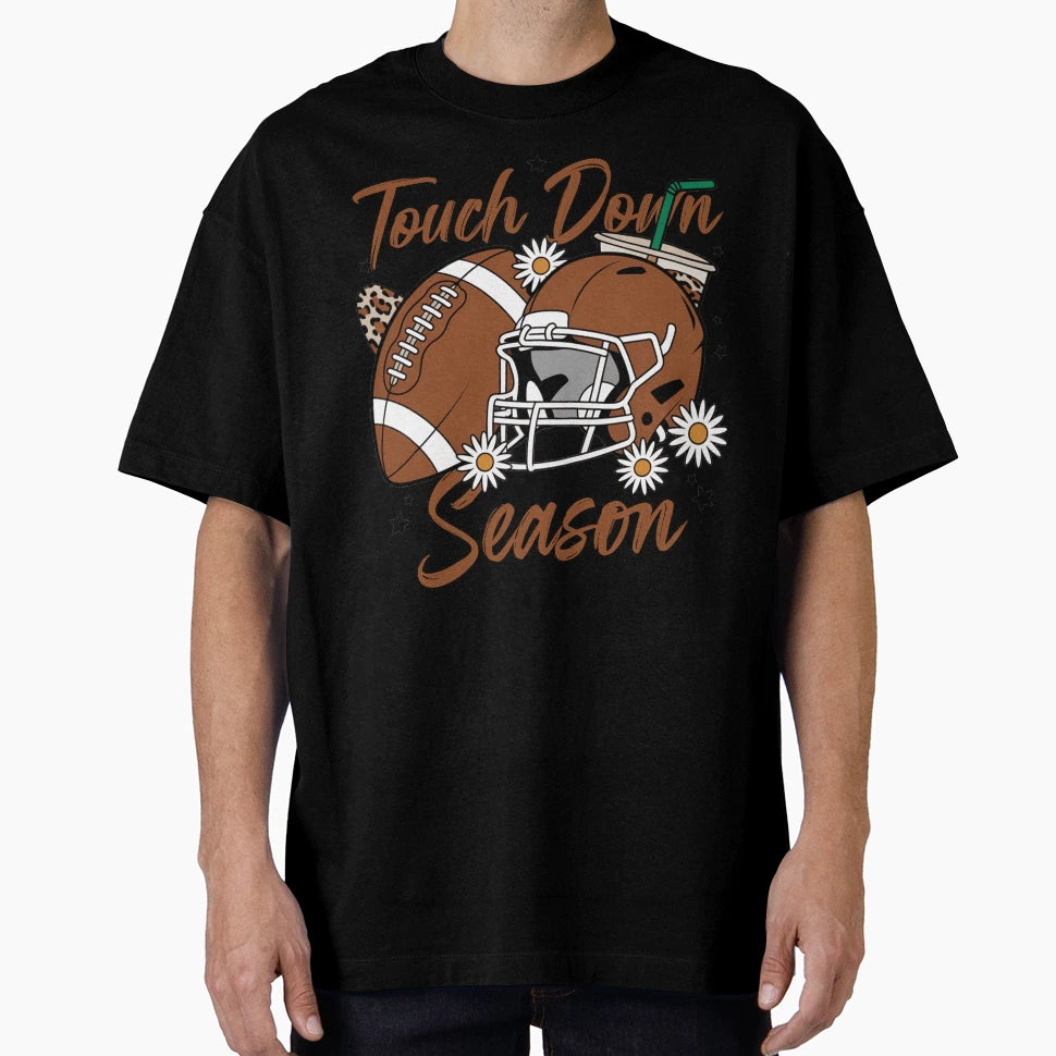 Touch Down Season Football Helmet T-Shirt - Fun Novelty Design Men Women - T-Shirt, Sweatshirt, Hoodie