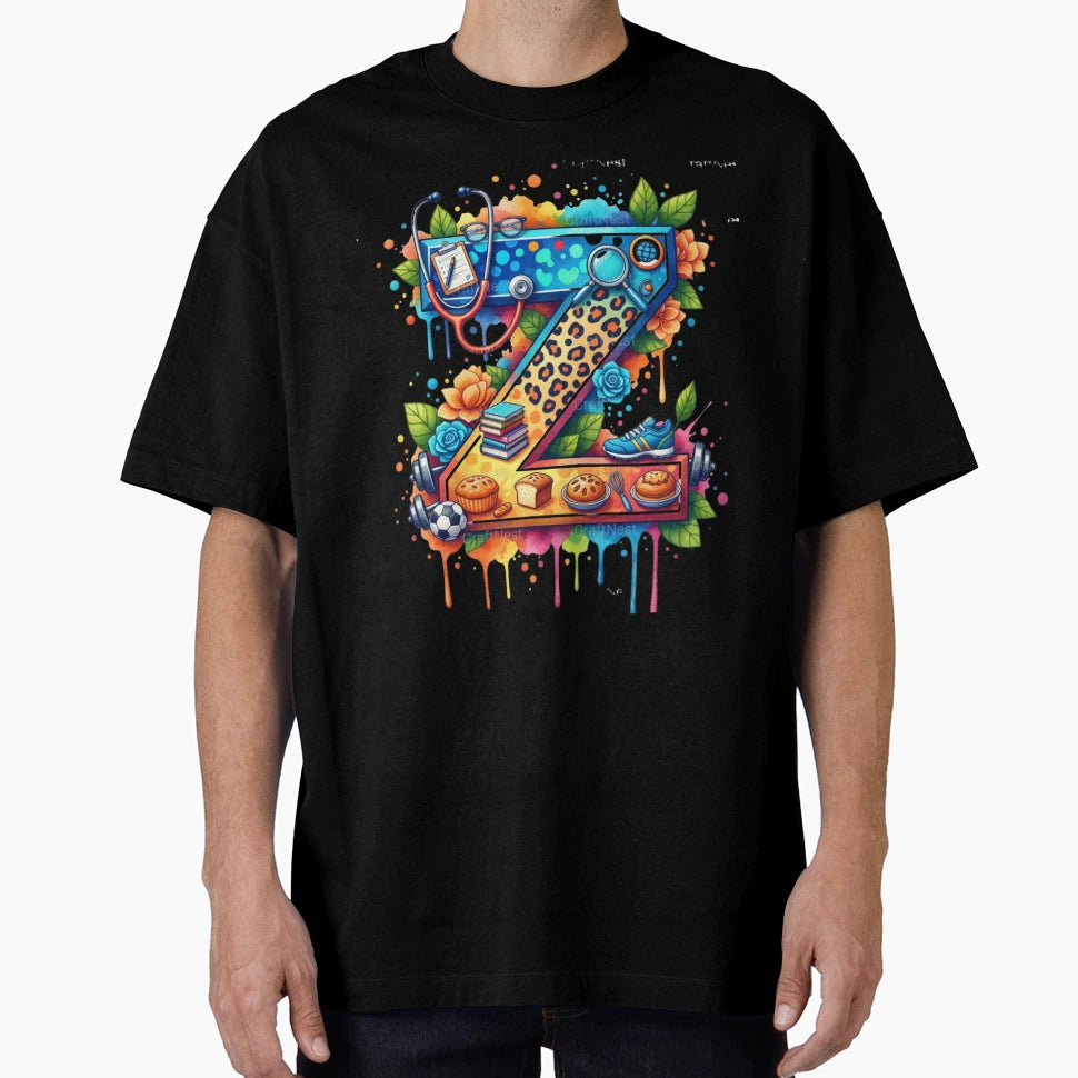 Alphabet Fusion Art Letter Z Z T-Shirt - Novelty Apparel for Adults - T-Shirt, Sweatshirt, Hoodie
