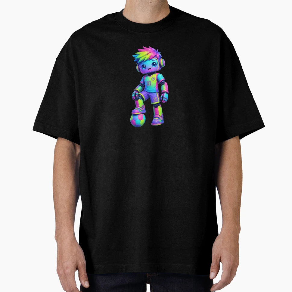 Neon Soccer Robot Kawaii T-Shirt - Casual Everyday Wear Men Women - T-Shirt, Sweatshirt, Hoodie