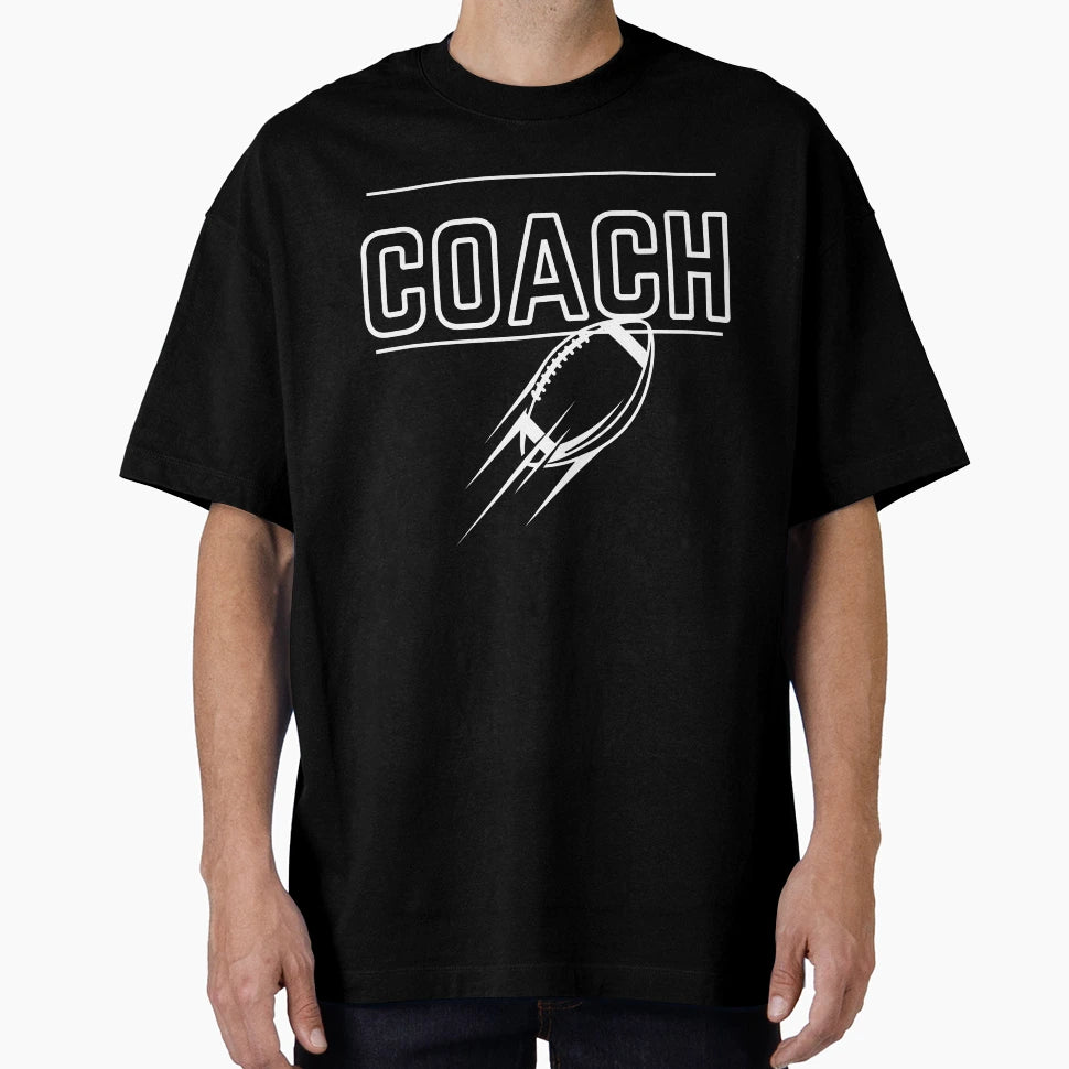 Coach Text Football Line Drawing T-Shirt - Unique Graphic Unisex - T-Shirt, Sweatshirt, Hoodie