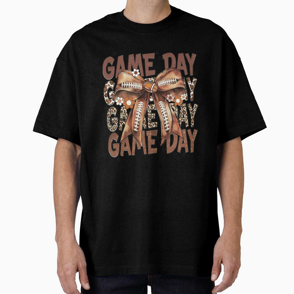Game Day Football Bow T-Shirt - Unique Graphic Men Women - T-Shirt, Sweatshirt, Hoodie