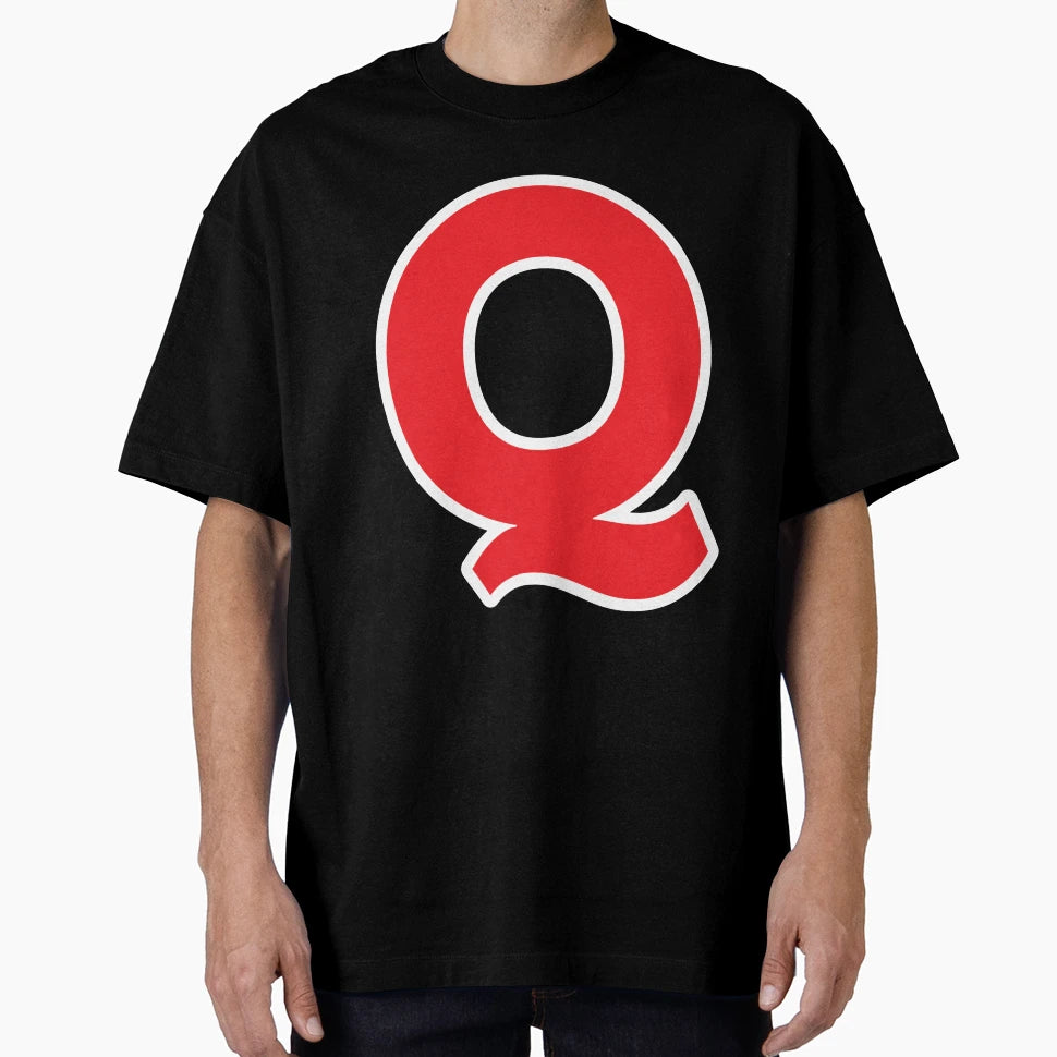 Q Initial Letter Q Red And White T-Shirt - Fun Novelty Design Men Women - T-Shirt, Sweatshirt, Hoodie