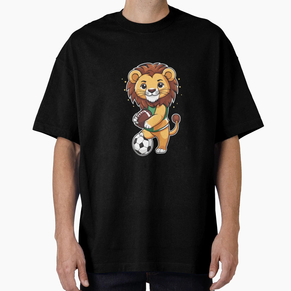 Lion Football Player T-Shirt - Aesthetic Graphic for Adults - T-Shirt, Sweatshirt, Hoodie