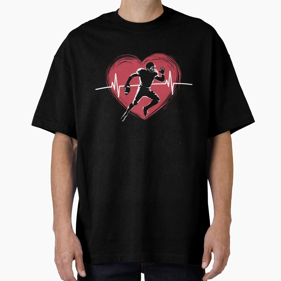 American Football Player Heart And T-Shirt - Minimalist Print Men Women - T-Shirt, Sweatshirt, Hoodie