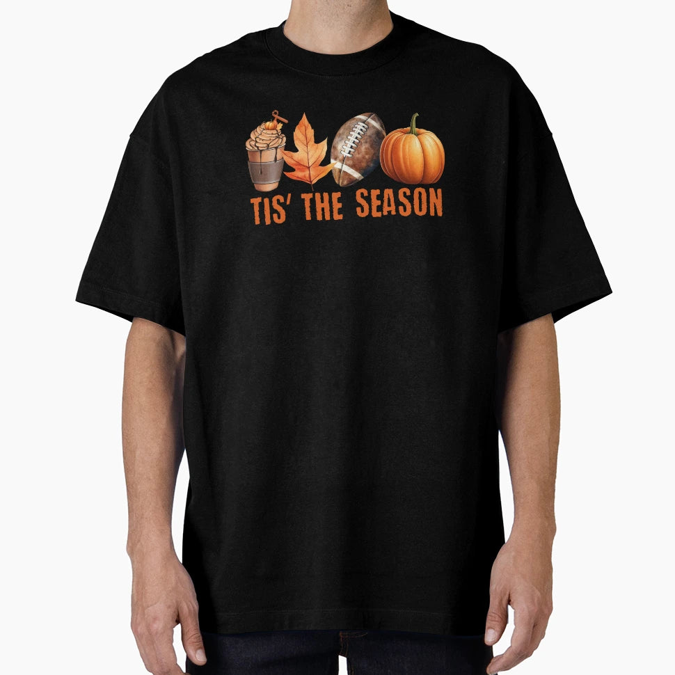 Pumpkin Spice Football Tis Season Fall T-Shirt - Trendy Graphic Men Women - T-Shirt, Sweatshirt, Hoodie