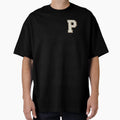 P Blanc Glitter Varsity Letter Patches T-Shirt - Minimalist Print Men Women - T-Shirt, Sweatshirt, Hoodie