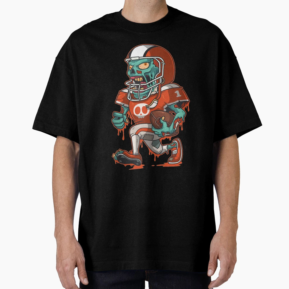 Zombie American Football Player T-Shirt - Minimalist Print Men Women - T-Shirt, Sweatshirt, Hoodie