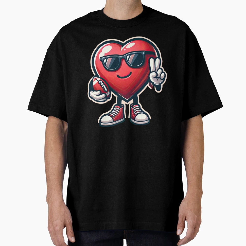 Heart American Football Valentines T-Shirt - Casual Everyday Wear Unisex - T-Shirt, Sweatshirt, Hoodie
