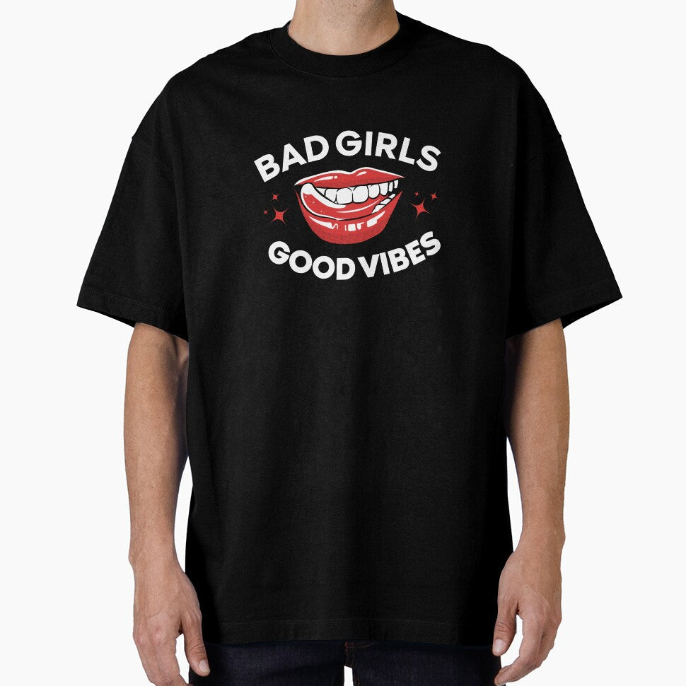 Bad girls good vibes sexy red lips licking tongue by - Adult & Kids T-Shirts, Sweatshirts & Hoodies apparel design preview 1