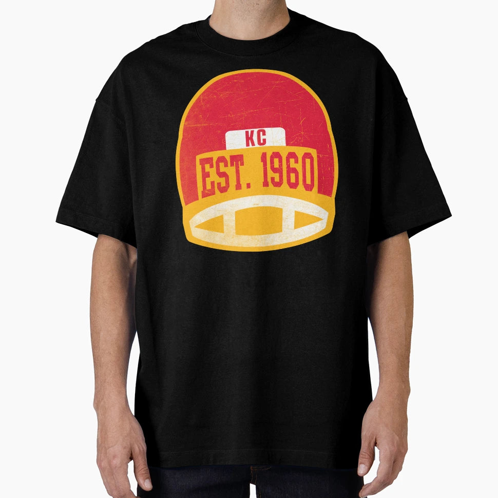 Kansas City Throwback Football Helmet T-Shirt - Aesthetic Graphic Men Women - T-Shirt, Sweatshirt, Hoodie
