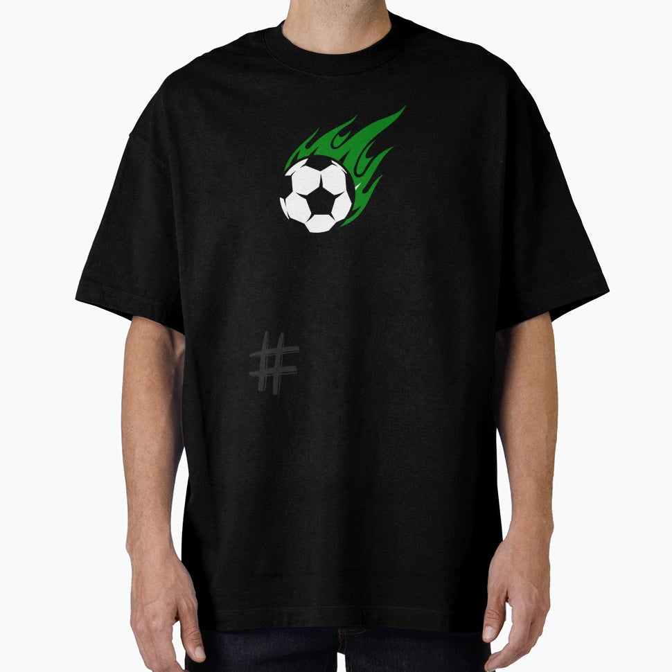 Green Flame Ball Football Player T-Shirt - Streetwear Style Unisex - T-Shirt, Sweatshirt, Hoodie