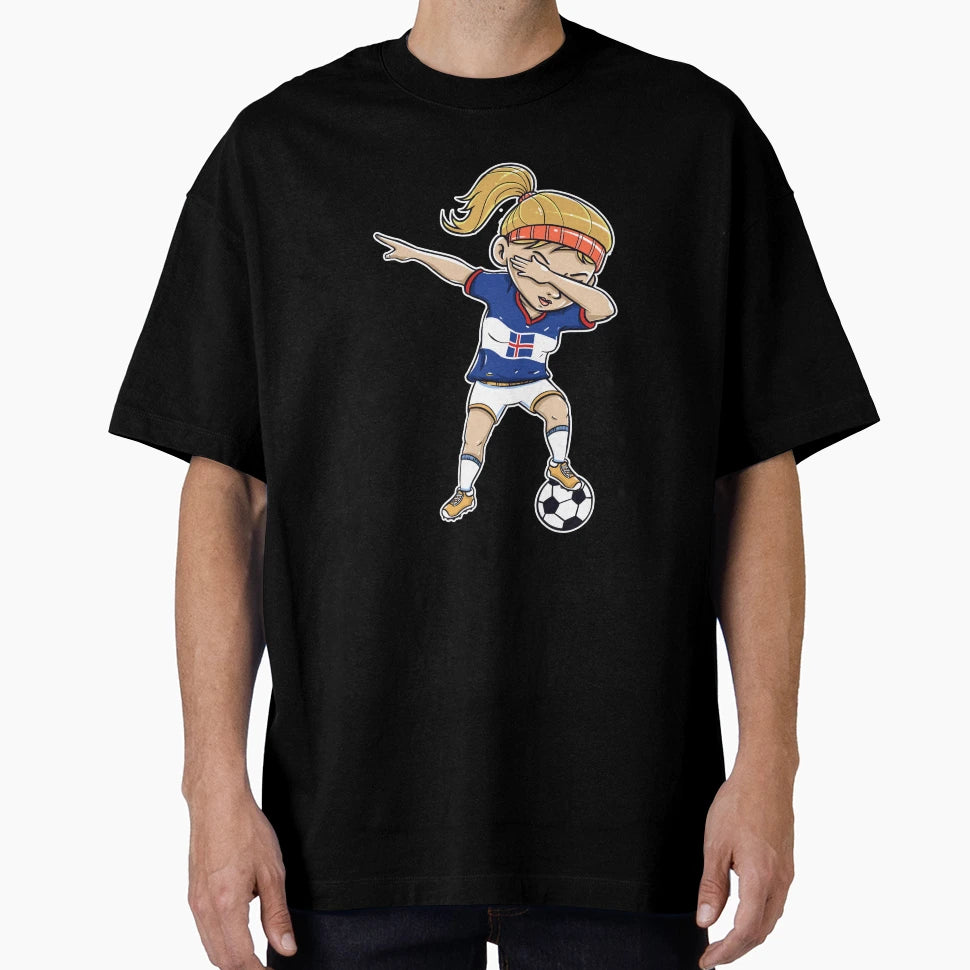 Dabbing Soccer Player Funny Iceland T-Shirt - Minimalist Print for Adults - T-Shirt, Sweatshirt, Hoodie