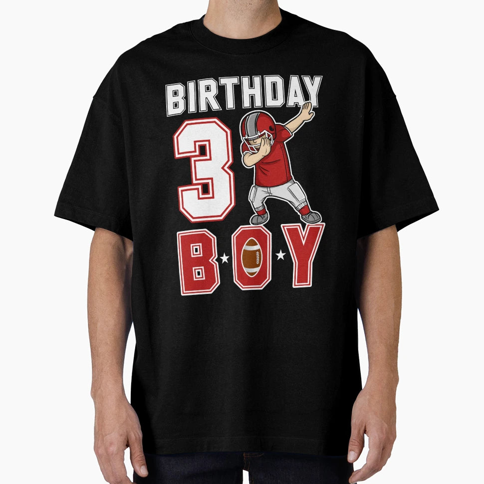 3 Three Year Birthday Football T-Shirt - Aesthetic Graphic for Adults - T-Shirt, Sweatshirt, Hoodie