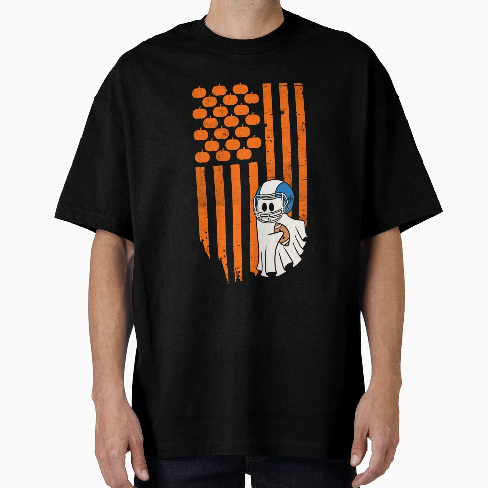 Football Player Fan Ghost Halloween T-Shirt - Custom Art Print Men Women - T-Shirt, Sweatshirt, Hoodie