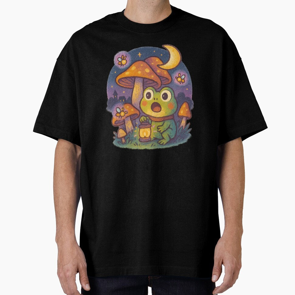 Magical Frog with Lantern and Mushrooms by - Adult & Kids T-Shirts, Sweatshirts & Hoodies apparel design preview 1