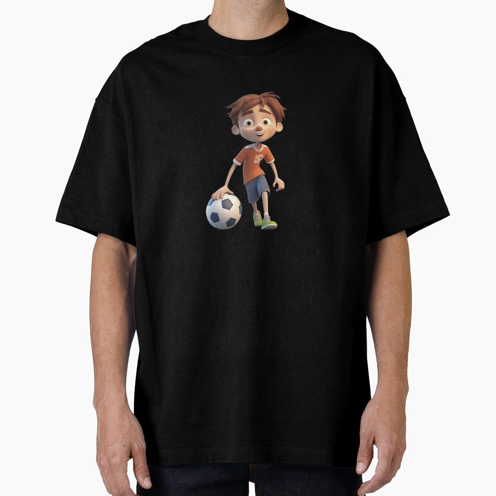 Cartoon Playing Football T-Shirt - Graphic Print Unisex - T-Shirt, Sweatshirt, Hoodie