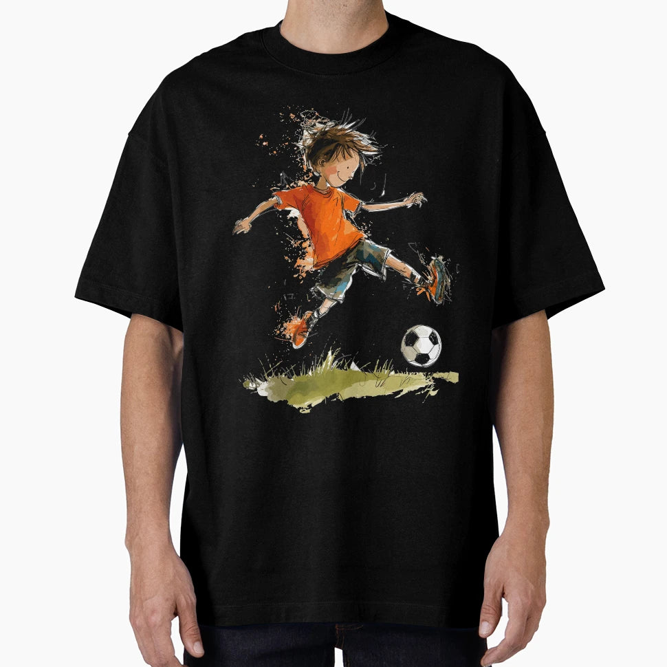 Little Playing Soccer T-Shirt - Aesthetic Graphic for Adults - T-Shirt, Sweatshirt, Hoodie