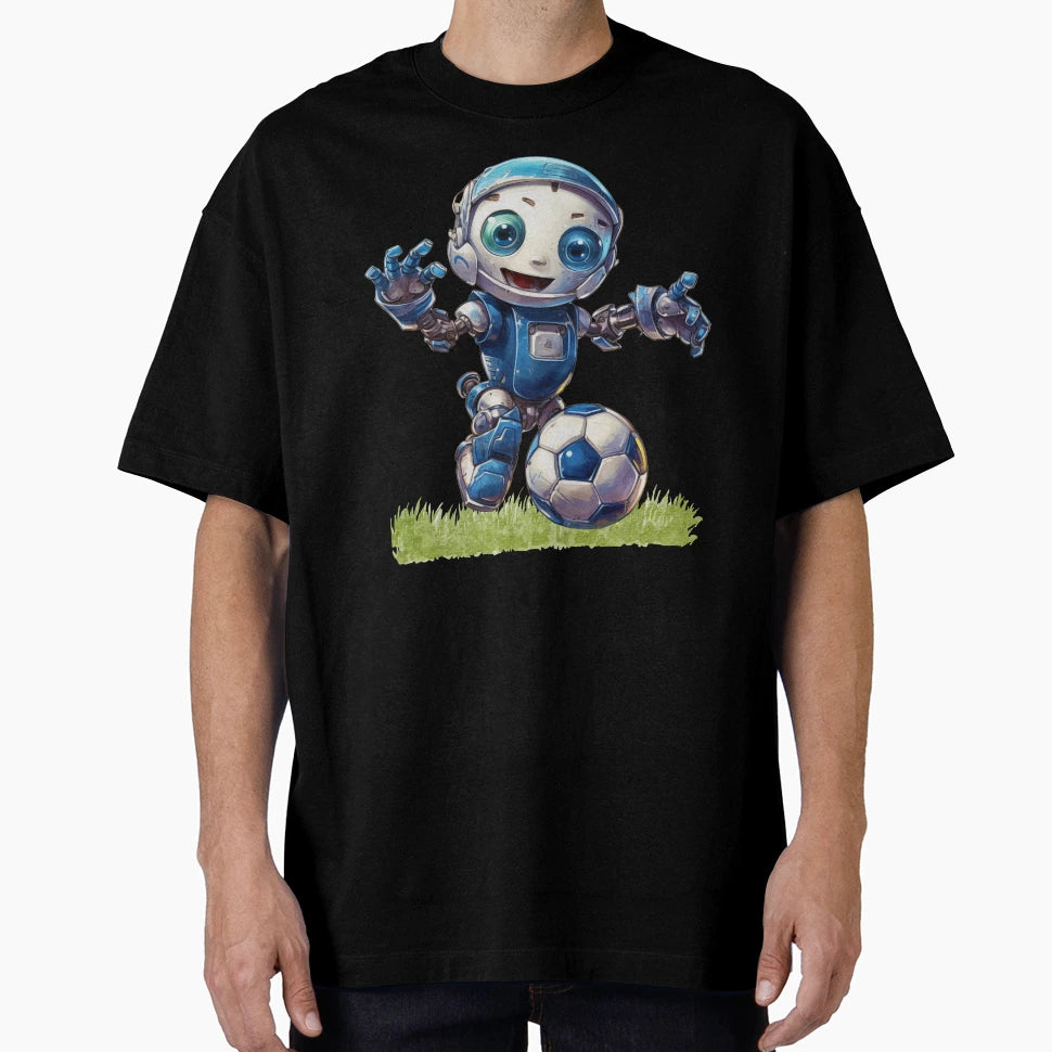 Robot Playing Football T-Shirt - Streetwear Style for Adults - T-Shirt, Sweatshirt, Hoodie