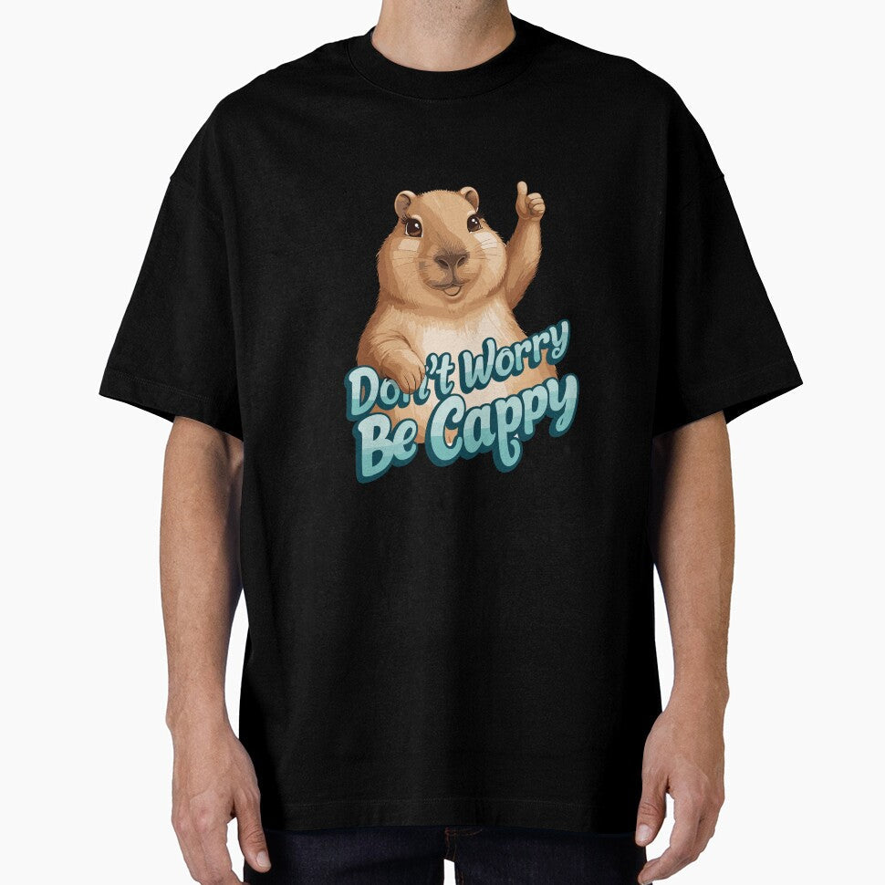 Cute Capybara Don't Worry Be Cappy by MaateoDesign - Adult & Kids T-Shirts, Sweatshirts & Hoodies apparel design preview 1
