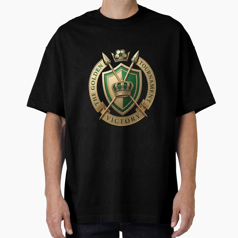 Golden Tournament Football Crest T-Shirt - Custom Art Print Men Women - T-Shirt, Sweatshirt, Hoodie