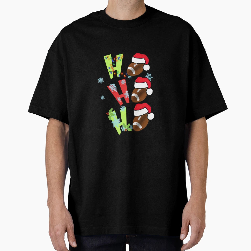 Ho Ho Ho Football T-Shirt - Minimalist Print Men Women - T-Shirt, Sweatshirt, Hoodie