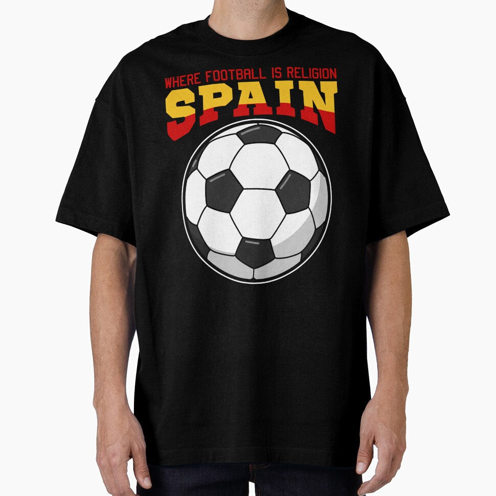 SPAIN WHERE FOOTBALL IS RELIGION GIFT by KEF Custom - Adult & Kids T-Shirts, Sweatshirts & Hoodies apparel design preview 1
