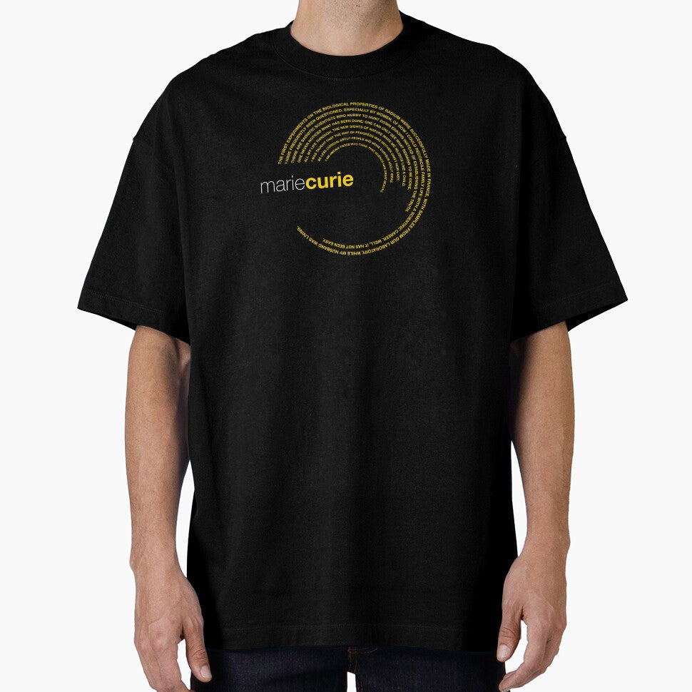 Marie Curie famous quotes poster [gold] by CMYKStudio - Adult & Kids T-Shirts, Sweatshirts & Hoodies apparel design preview 1