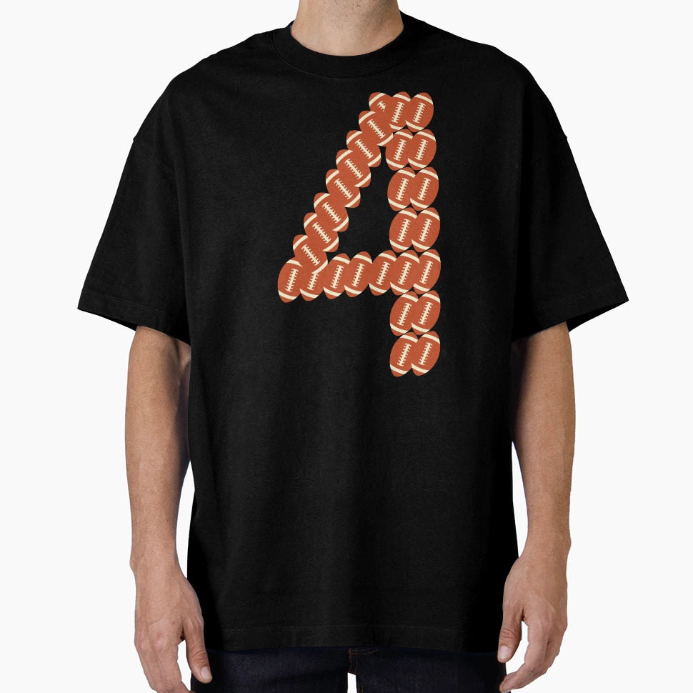 Player Number 4 Four American Football T-Shirt - Trendy Graphic for Adults - T-Shirt, Sweatshirt, Hoodie