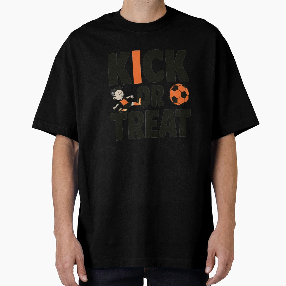 Funny Kick Or Treat Soccer Sports T-Shirt - Fun Novelty Design for Adults - T-Shirt, Sweatshirt, Hoodie