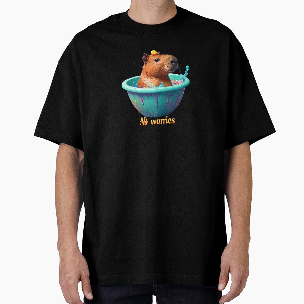 No Worries Cute Capybara Orange Fruit Figure by - Adult & Kids T-Shirts, Sweatshirts & Hoodies apparel design preview 1