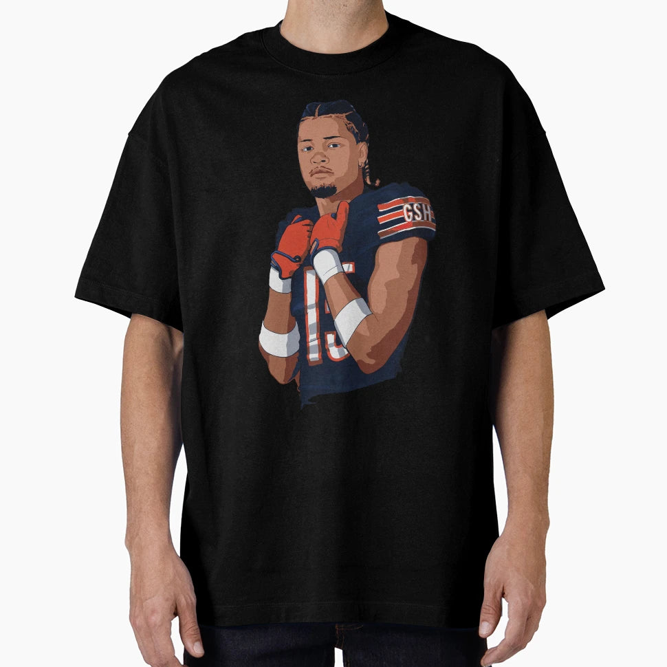 Rome Odunze 15 Wr Bears Sketch Artwork T-Shirt - Custom Art Print Unisex - T-Shirt, Sweatshirt, Hoodie