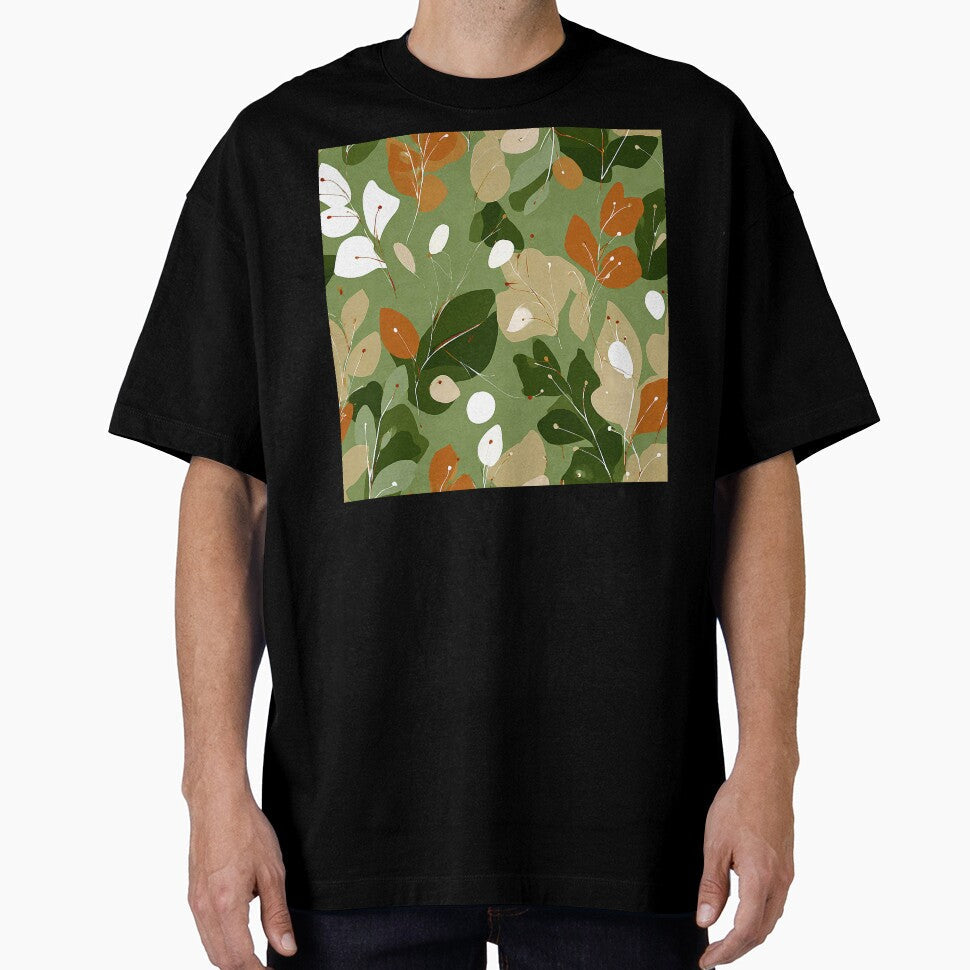 Boho Abstract Leaves In Green, Earthtones, And Orange - Adult & Kids T-Shirts, Sweatshirts & Hoodies apparel design preview 1