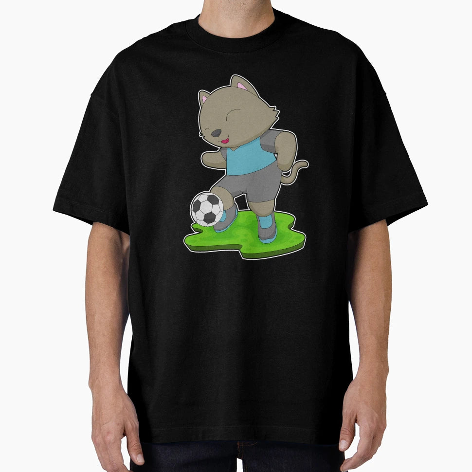 Cat Soccer Player Soccer T-Shirt - Fun Novelty Design for Adults - T-Shirt, Sweatshirt, Hoodie