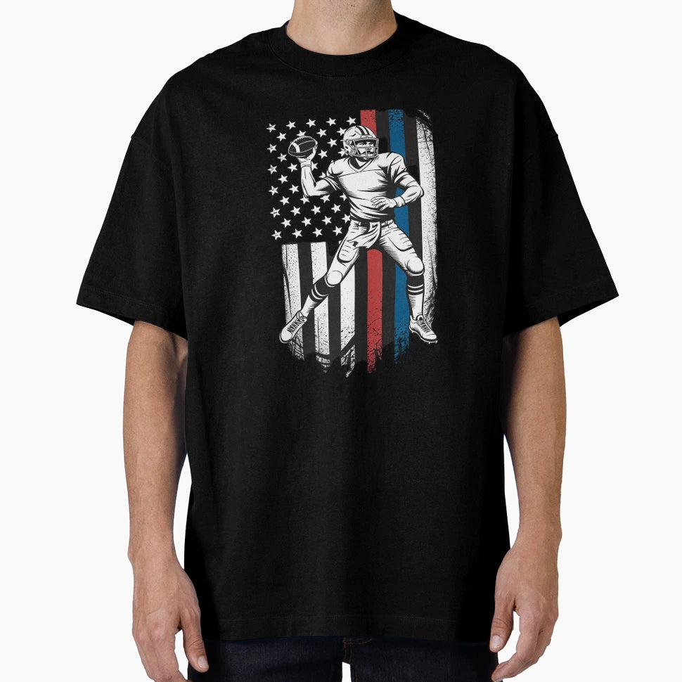 American Football Player Us Flag T-Shirt - Trendy Graphic for Adults - T-Shirt, Sweatshirt, Hoodie