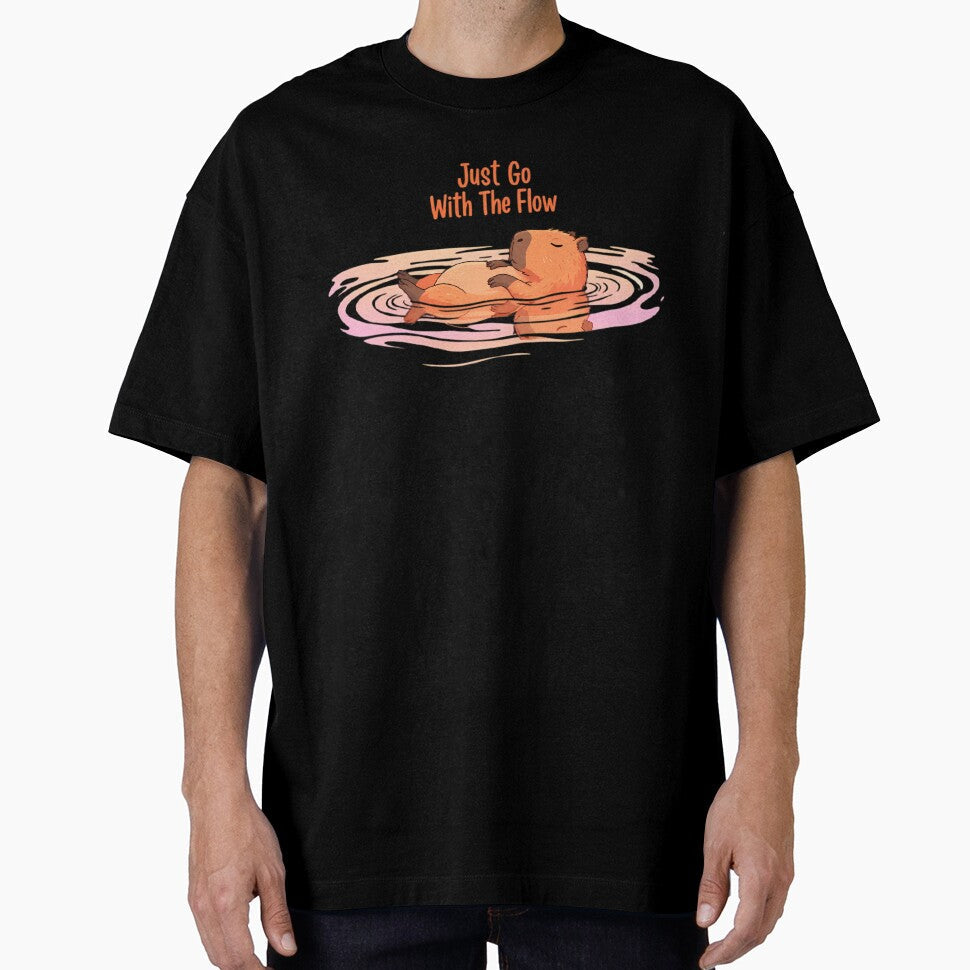 Just Go With The Flow Capybara Floating Zen Animal by - Adult & Kids T-Shirts, Sweatshirts & Hoodies apparel design preview 1