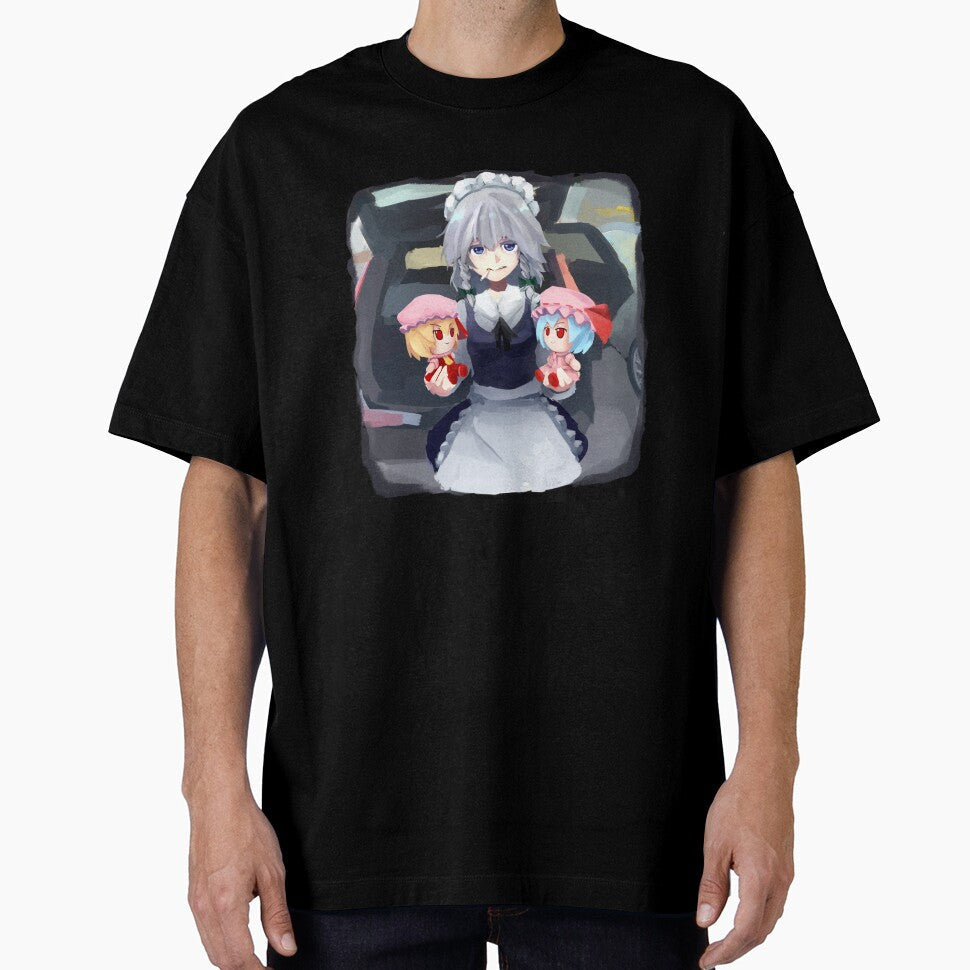 Touhou Project Sakuya holding Remilia and Flandre - Adult & Kids T-Shirts, Sweatshirts & Hoodies apparel design preview 1