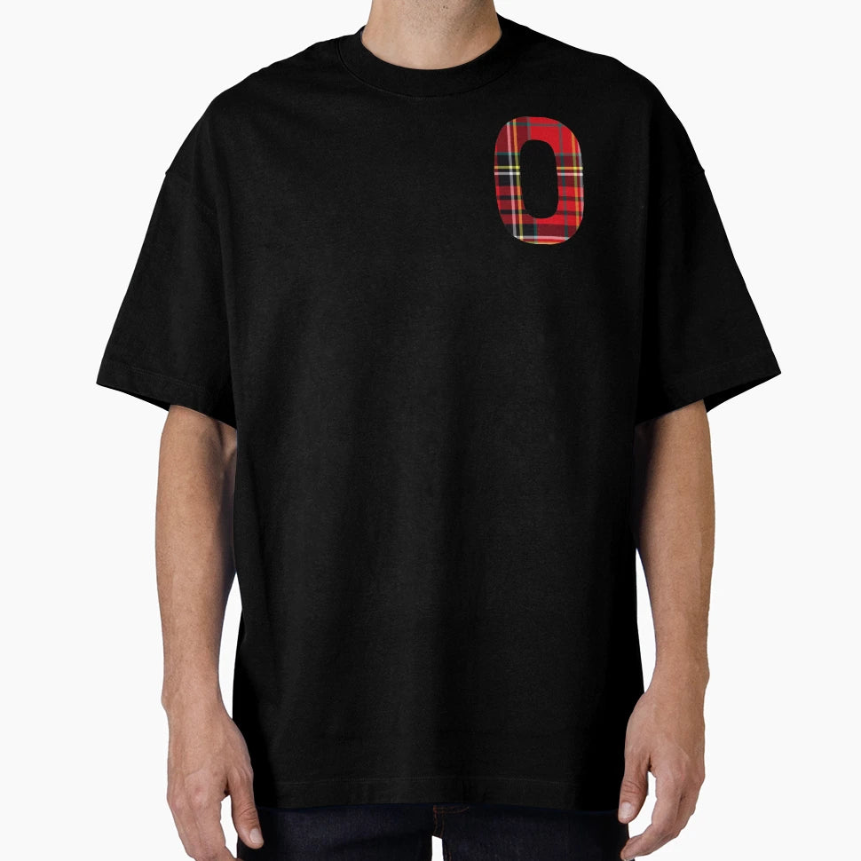 Red Plaid Letter O T-Shirt - Casual Everyday Wear Men Women - T-Shirt, Sweatshirt, Hoodie