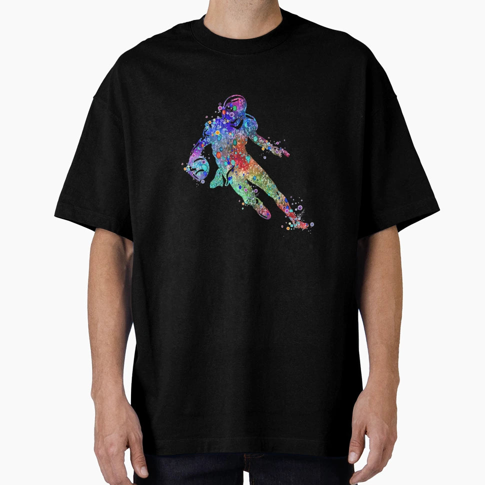 American Football Player Watercolor Sport T-Shirt - Novelty Apparel Unisex - T-Shirt, Sweatshirt, Hoodie