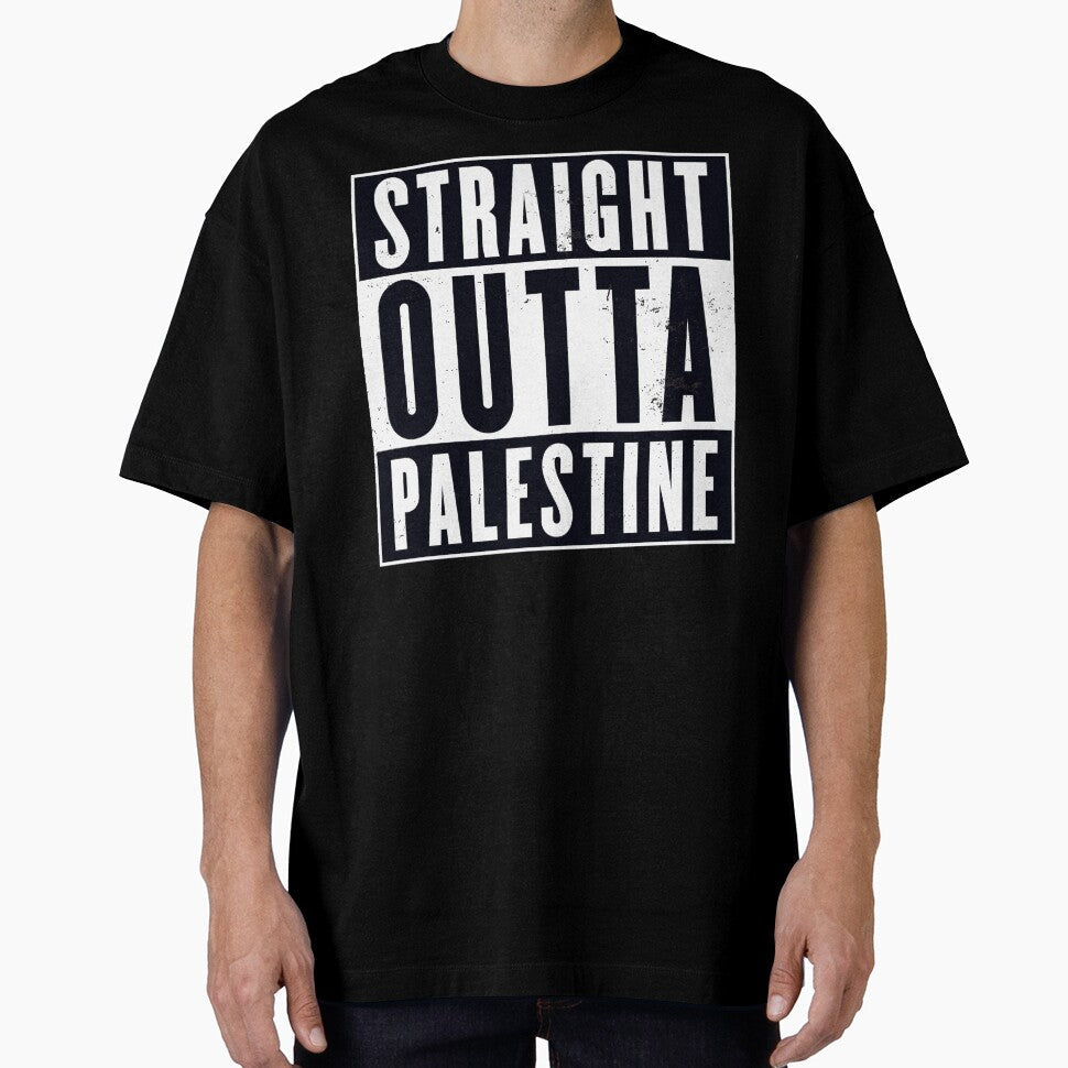 Straight Outta Palestine Bold Statement by Victor - Adult & Kids T-Shirts, Sweatshirts & Hoodies apparel design preview 1