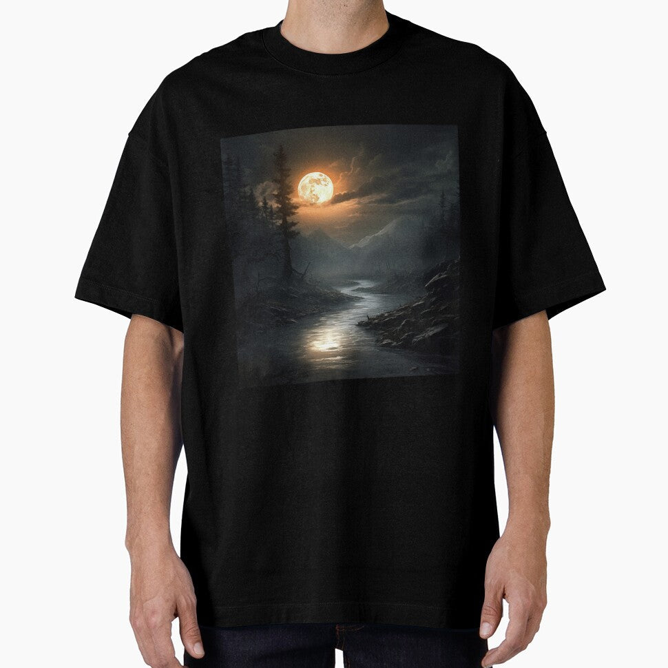 Dark Fantasy Landscape Orange Moon by Masterpiece - Adult & Kids T-Shirts, Sweatshirts & Hoodies apparel design preview 1