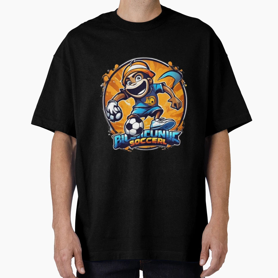 Cartoon Character Playing Soccer T-Shirt - Casual Everyday Wear Men Women - T-Shirt, Sweatshirt, Hoodie