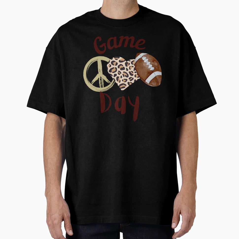 Game Day Peace Love Football T-Shirt - Unique Graphic Unisex - T-Shirt, Sweatshirt, Hoodie