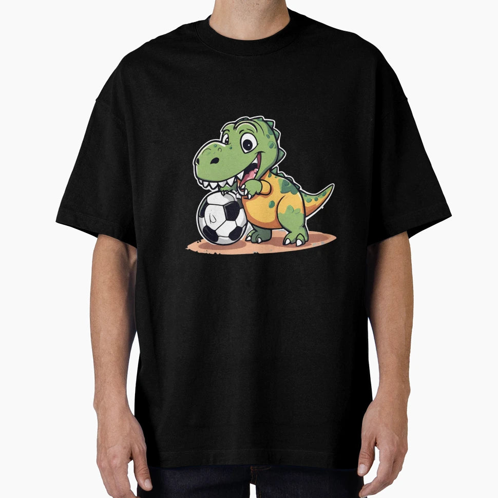 Dinosaur Playing Football T-Shirt - Custom Art Print for Adults - T-Shirt, Sweatshirt, Hoodie