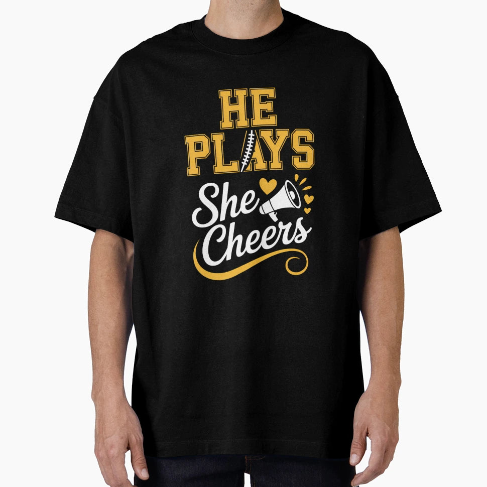 Football And Cheer Mom Cheerleading T-Shirt - Custom Art Print Unisex - T-Shirt, Sweatshirt, Hoodie