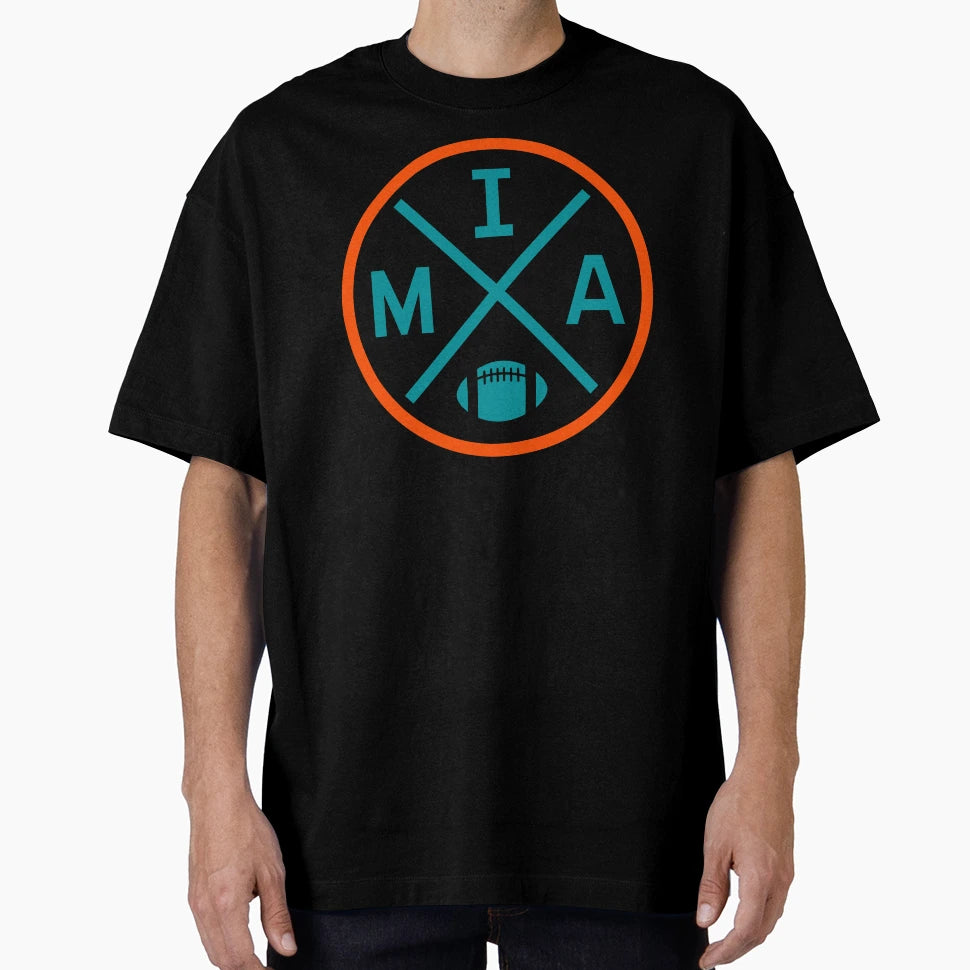 Miami Football Emblem Mia T-Shirt - Casual Everyday Wear Men Women - T-Shirt, Sweatshirt, Hoodie