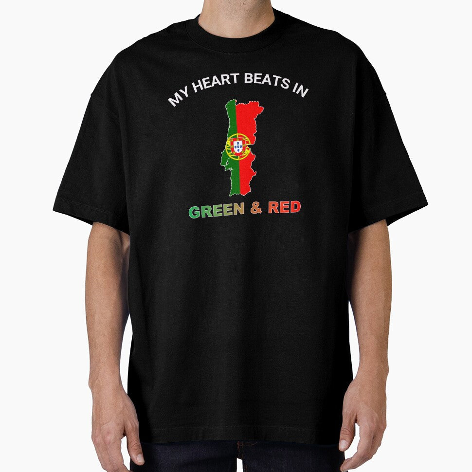 Portugal Barcelos Rooster My Heart Beats in Red Green - Adult & Kids T-Shirts, Sweatshirts & Hoodies apparel design preview 1