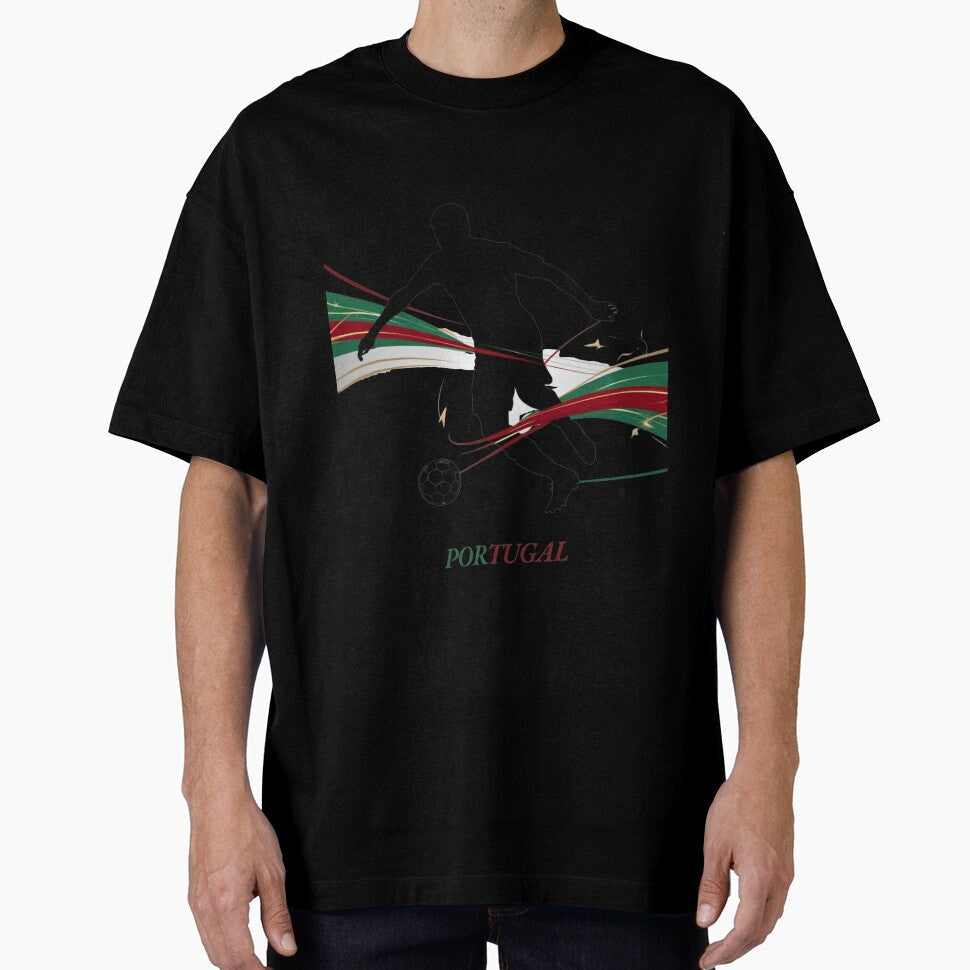 Dynamic Portugal Soccer Player Silhouette Graphic by - Adult & Kids T-Shirts, Sweatshirts & Hoodies apparel design preview 1
