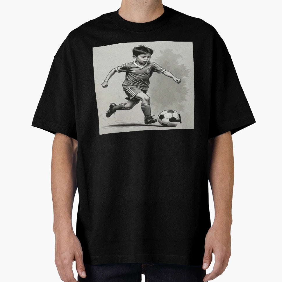 Young Soccer Dreamer Black And White T-Shirt - Fun Novelty Design Unisex - T-Shirt, Sweatshirt, Hoodie
