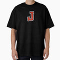 Letter J Initial J Varsity Red T-Shirt - Minimalist Print Men Women - T-Shirt, Sweatshirt, Hoodie