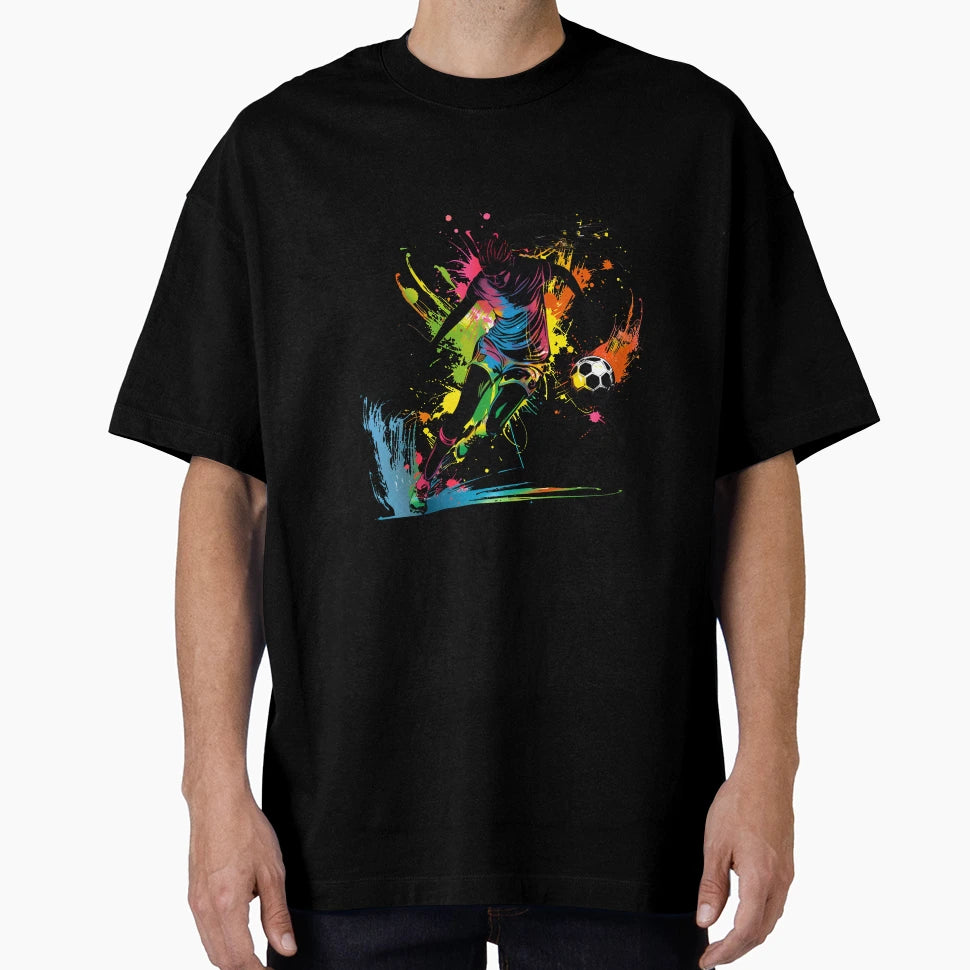 Cartoon Soccer Ball Logo Illustration Wall T-Shirt - Trendy Graphic Unisex - T-Shirt, Sweatshirt, Hoodie